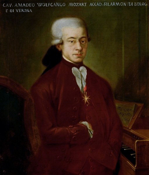 Mozart with an  Order of the Golden Spur badge he recived from Pope Clement XIV.